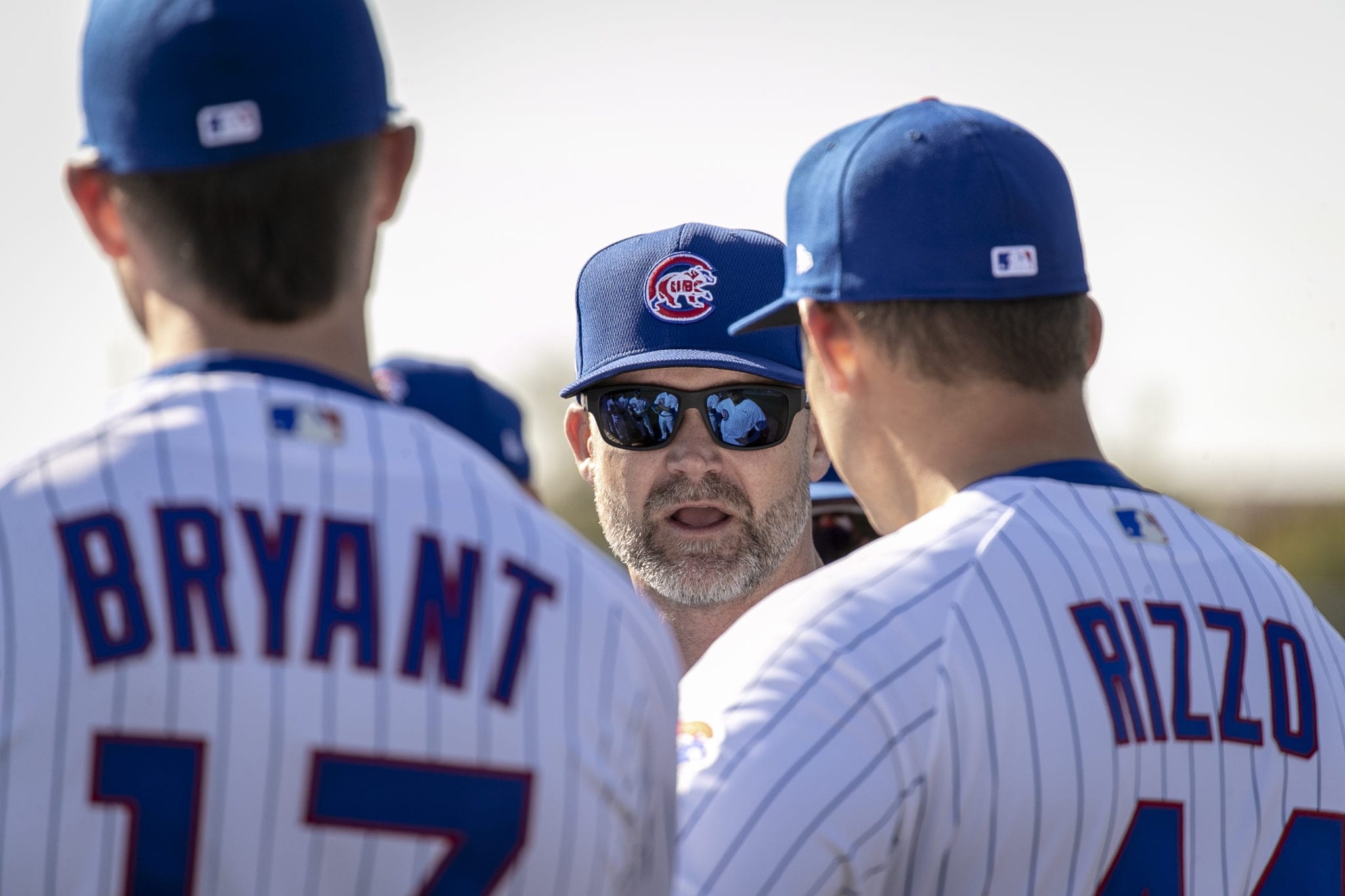 Batting practice and sunglasses at Cubs spring training