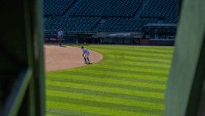 Hoerner From Cool Angle Behind Bleachers Shifting