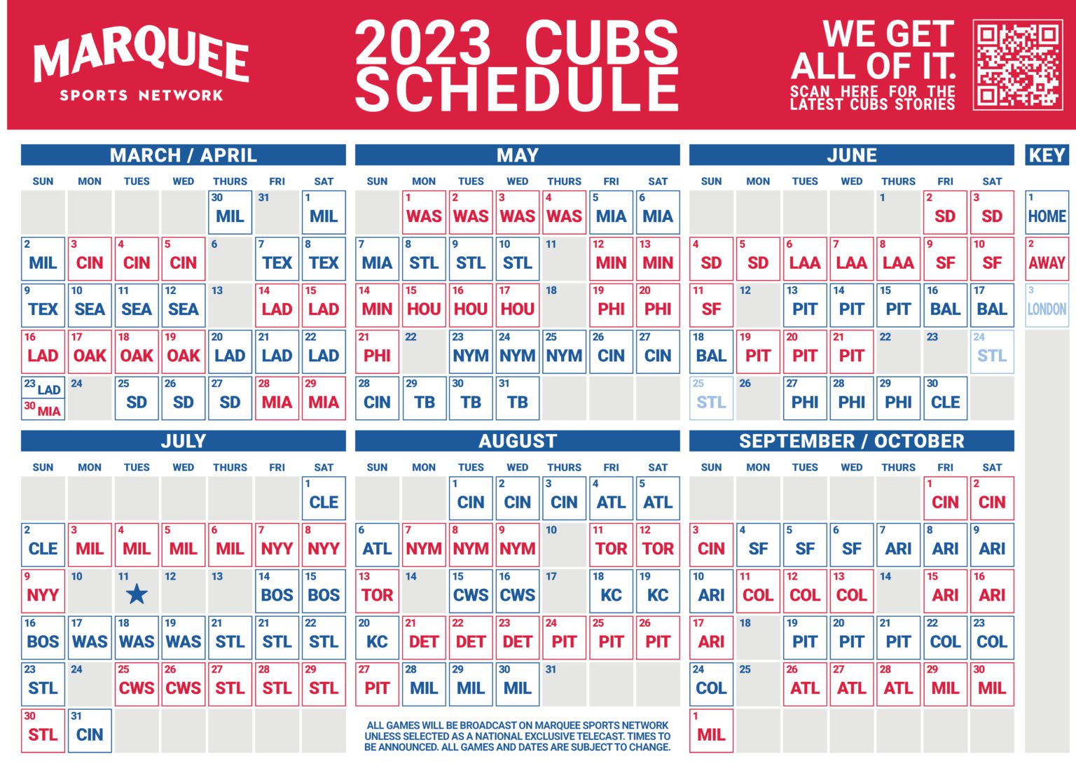 Cubs 2023 Schedule Marquee Sports Network Television Home Of The 