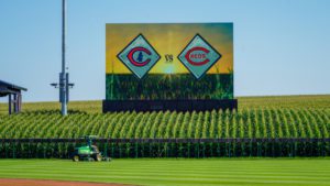 Videoboard As Outfield Is Mowed 3