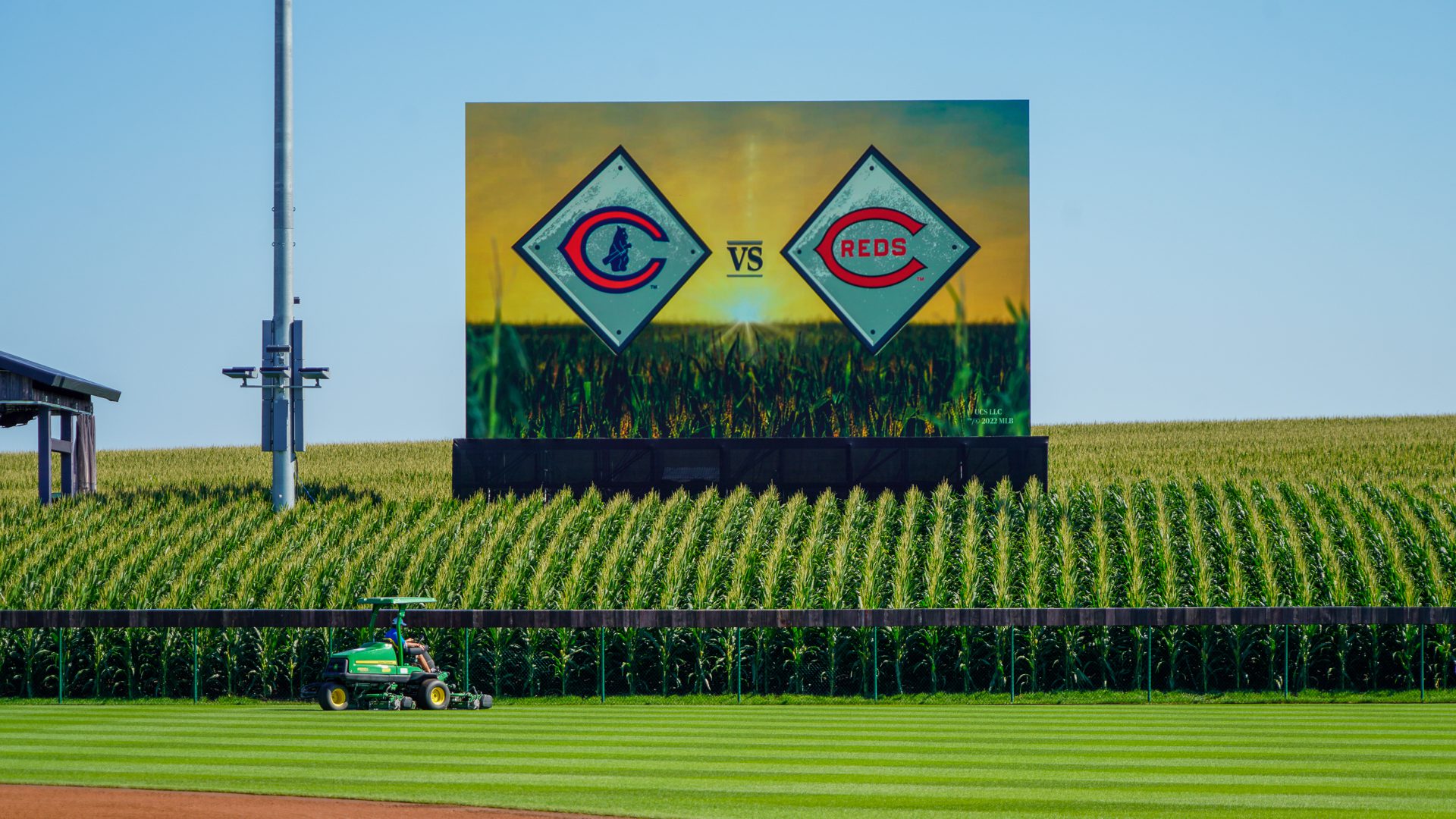 Videoboard As Outfield Is Mowed 3