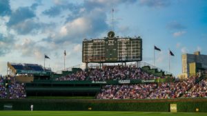 Wrigley Field Cf Scoreboard Sunset