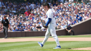 Mark Leiter Jr Celebrating At Wrigley Field With Fans