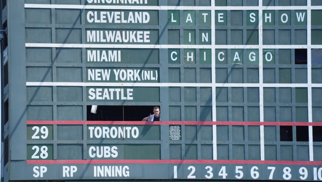 Stephen Colbert In The Wrigley Scoreboard