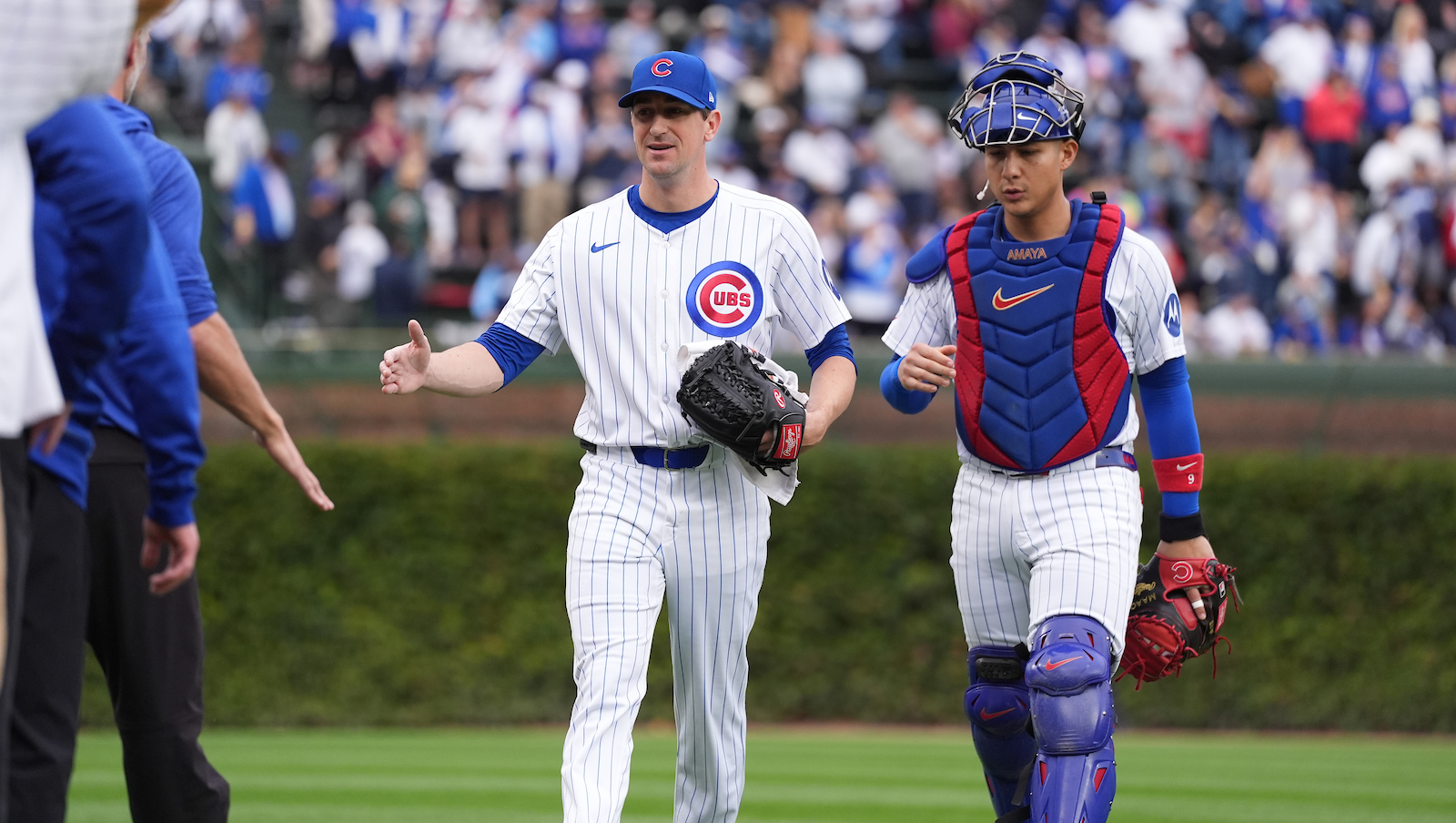 Kyle Hendricks Miguel Amaya Walking Back From Bullpen Final Start At Wrigley