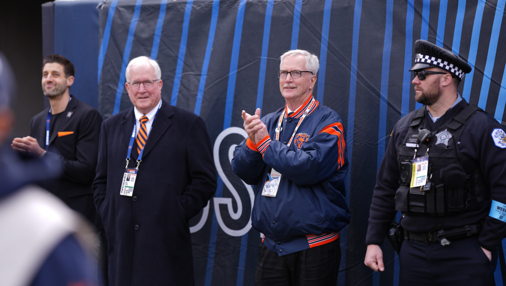 George Mccaskey Bears Jacket Clapping Soldier Field