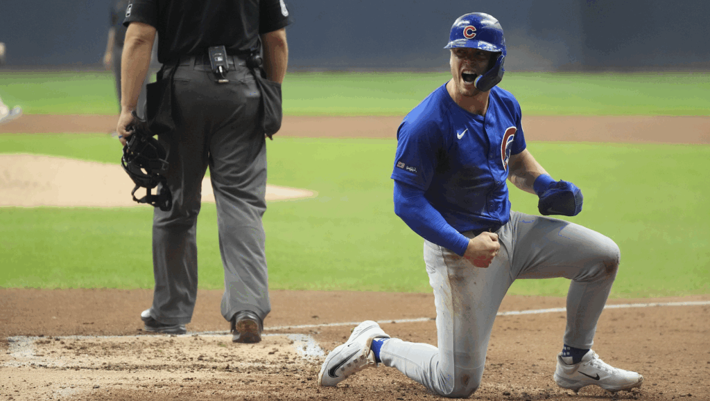 Nico Hoerner Celebrates Win Over Brewers July 30 2025