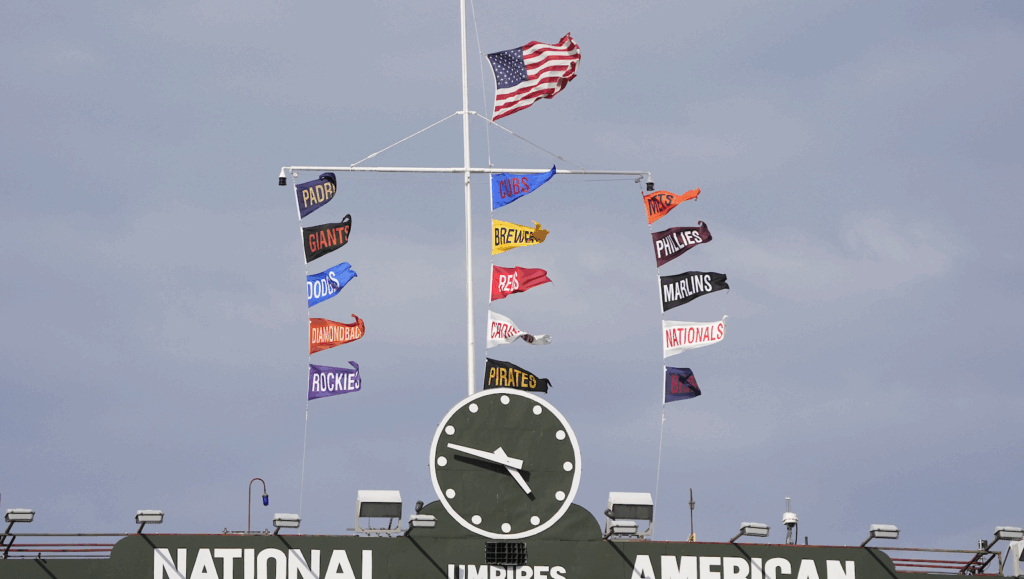 Wrigley Field Flags Scoreboard 2025 April