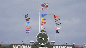 Wrigley Field Flags Scoreboard 2025 April
