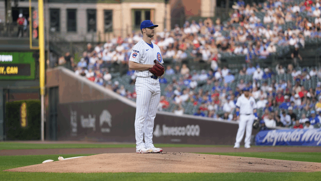 Michael Soroka Standing On Mound At Wrigley Aug 2025