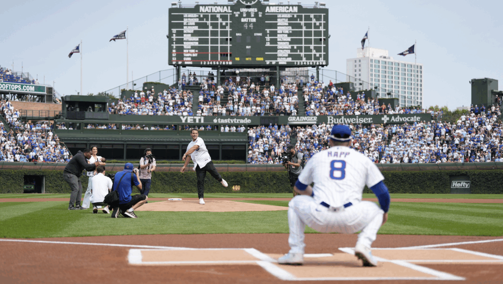 Anthony Rizzo First Pitch Wrigley Field Ian Happ