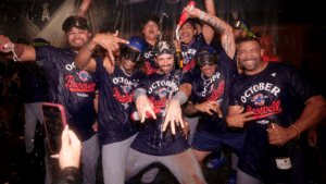 Dansby Swanson Cubs Clubhouse Celebration Playoff Berth