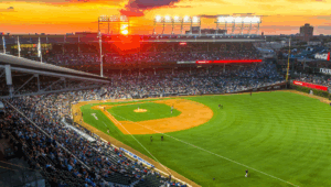 Wrigley Field Sunset Drone Photo