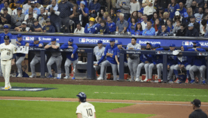 Cubs Bench Looking On Nlds Game 5
