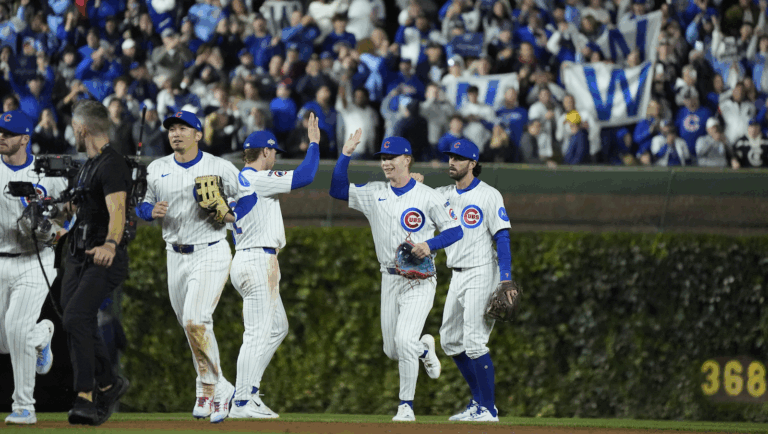 Dansby Swanson Cubs High Five Line At Wrigley Nlds