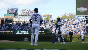 Nico Hoerner Carson Kelly 1st Inning Popup Miscue