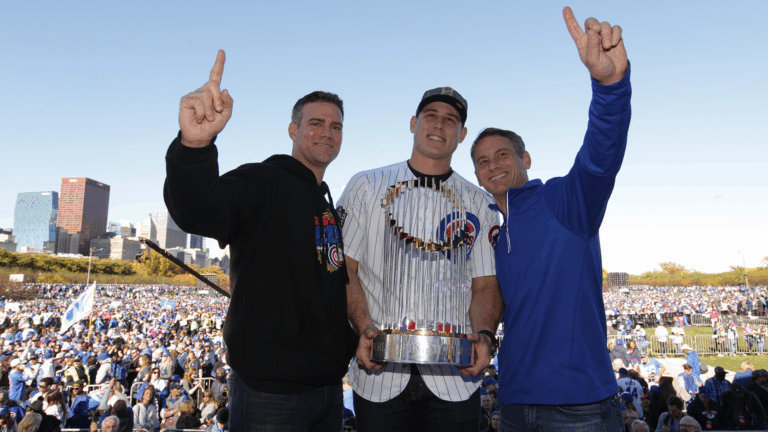 Jed Hoyer Theo Rizzo 2016 Ws Trophy Parade