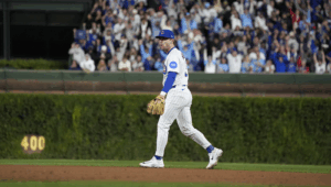 Nico Hoerner Walking At 2b In 2025 Playoffs