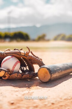 Baseball,,sport,and,empty,with,a,bat,,ball,and,mitt